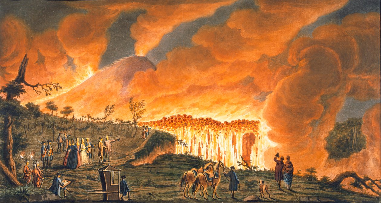 1771年5月11日，汉密尔顿护送西西里陛下观察熔岩流的景象 , 1 作者 彼得罗·法布里斯（Pietro Fabris）