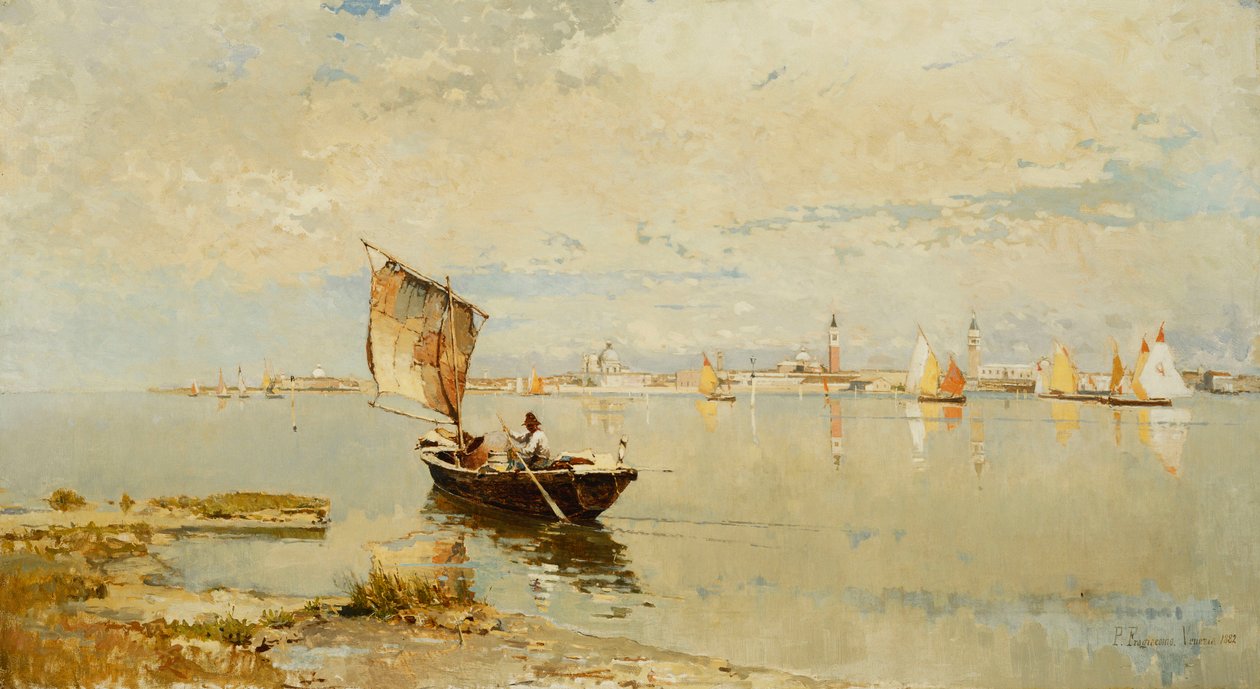 在泻湖上，1882年 作者 Pietro Fragiacomo