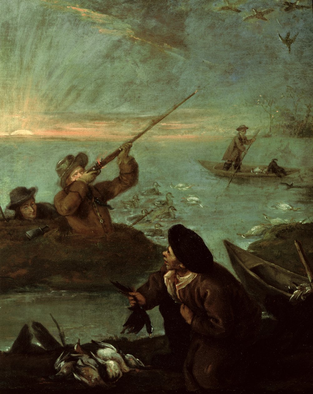 猎人在鸭子射击 作者 彼得·隆吉（Pietro Longhi）