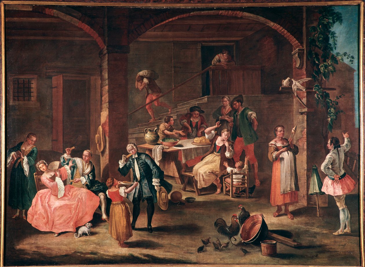La merenda in Campagna（乡村小吃） Pietro Longhi（1702-1785）绘画，约 1750 年暗淡 96x131 厘米威尼斯，Ca