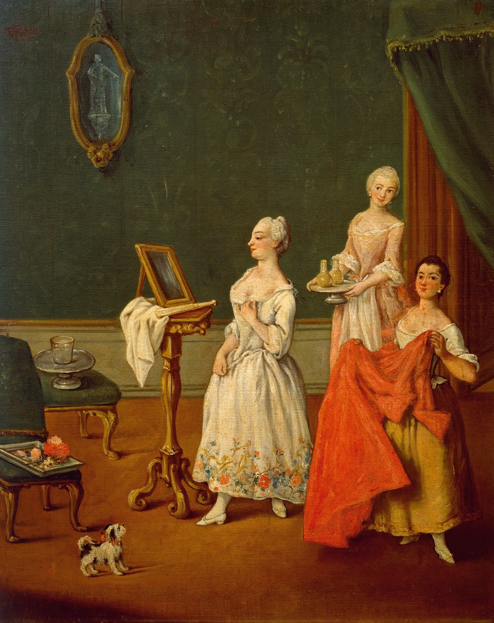 皮埃特罗-隆吉（1701-1785）的《上厕所的女人》，布面油画，61x50厘米 作者 彼得·隆吉（Pietro Longhi）