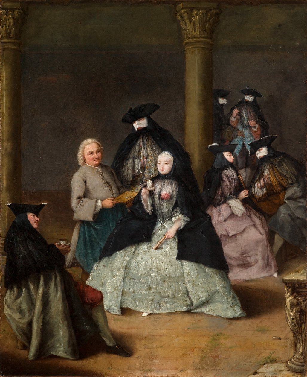 庭院中的假面舞会 作者 彼得·隆吉（Pietro Longhi）