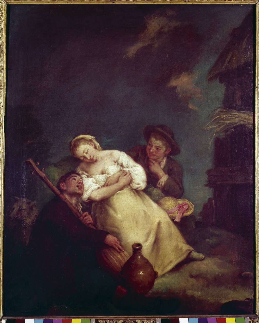 沉睡的农业（La contadina addormentata）--皮埃特罗-隆吉（1702-1785）的画作，布面油画，61x50厘米，约1750年。威尼斯，Querini Stampalia基金会 作者 彼得·隆吉（Pietro Longhi）