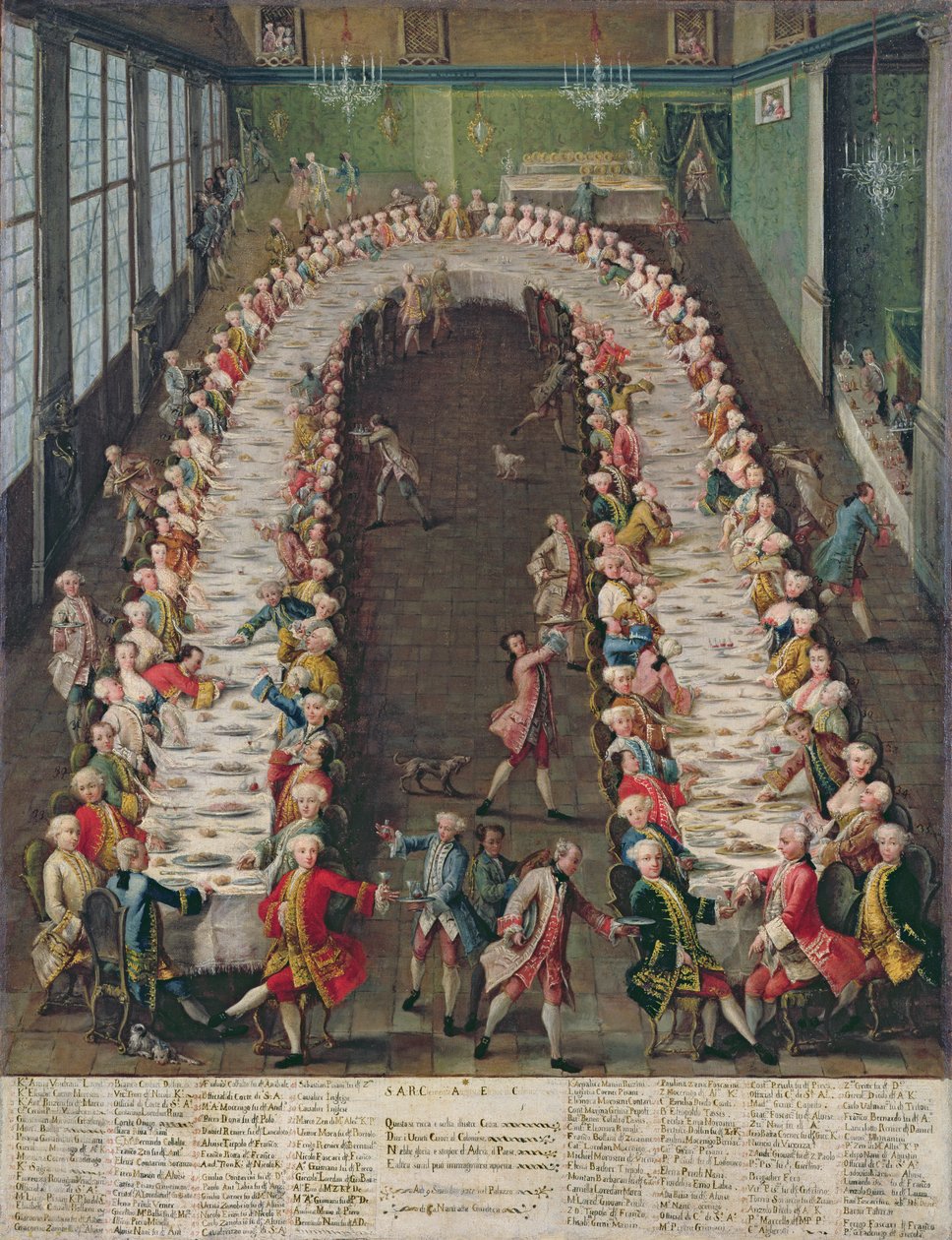 1755年9月9日举行的卡纳纳尼宴会，以嘉宾为主角，克莱门特奥古斯托，科隆选帝侯大主教 作者 彼得·隆吉（Pietro Longhi）