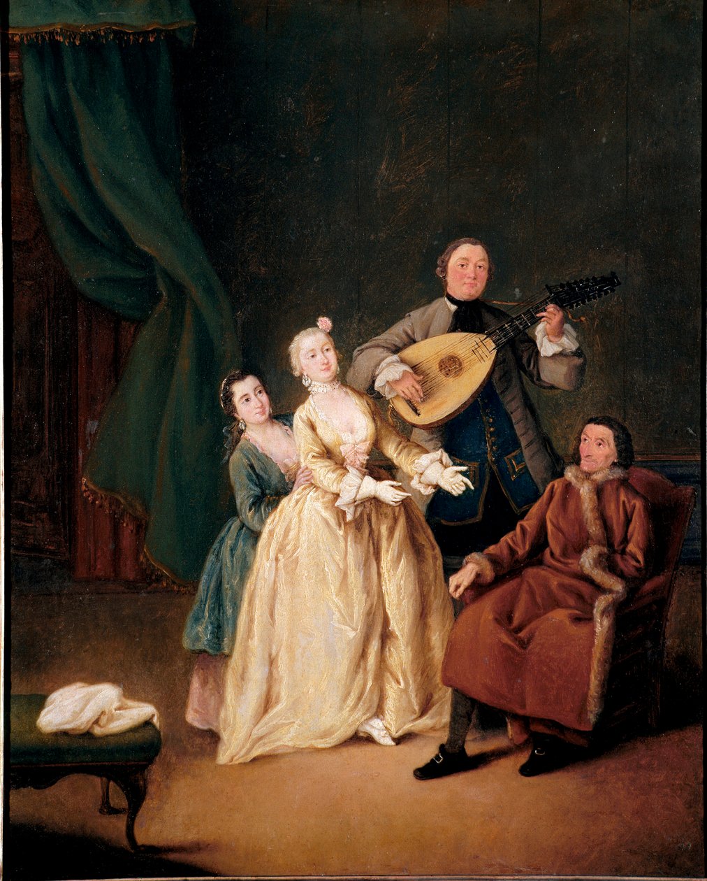 Pietro Longhi (1702-1785) 1752 Dim 的家庭音乐会绘画。 62x51 厘米 Ca
