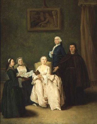 修士的拜访（布面油画） 作者 彼得·隆吉（Pietro Longhi）