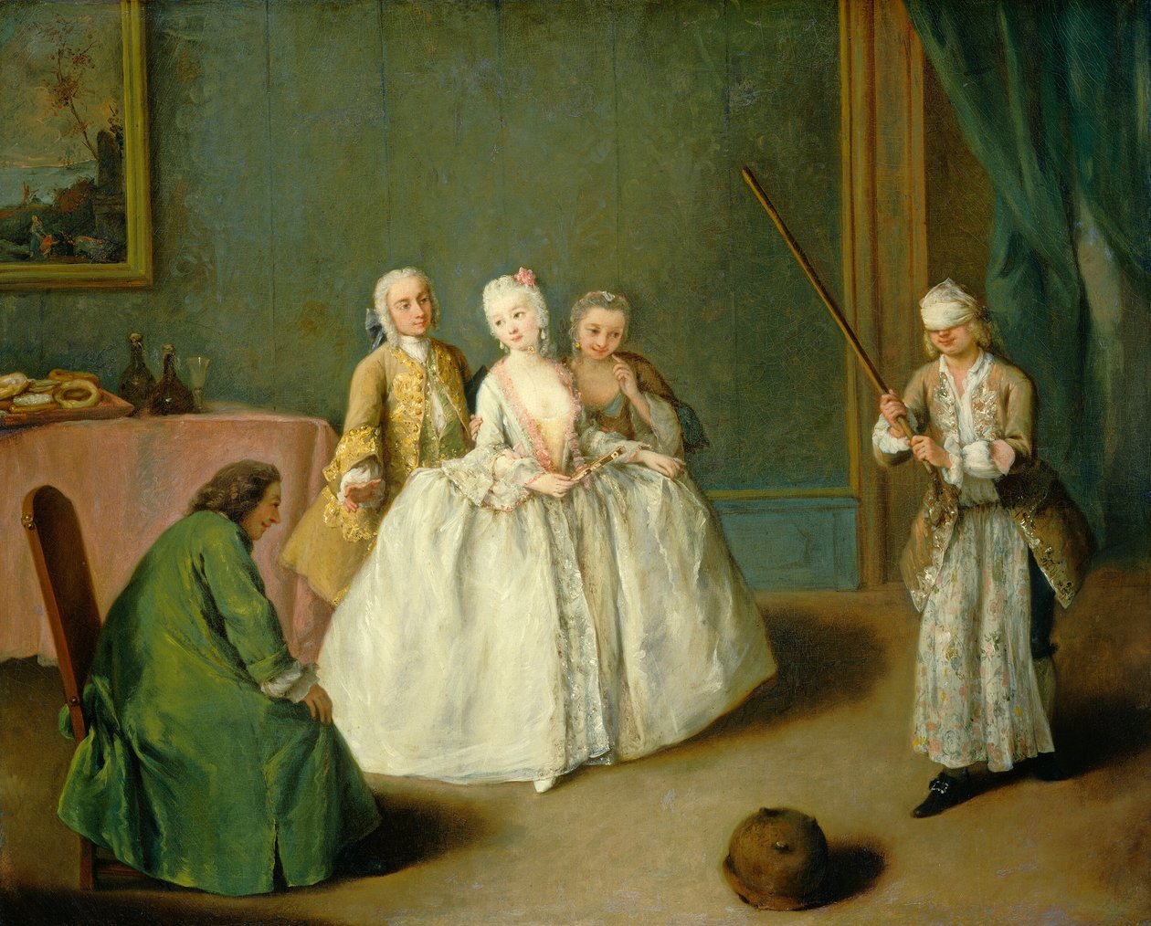 烹饪锅的游戏，约1744年。 作者 彼得·隆吉（Pietro Longhi）