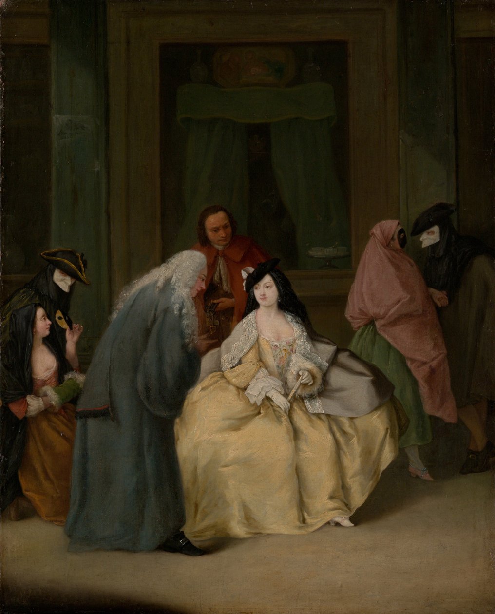 会议，约1746年（布面油画） 作者 彼得·隆吉（Pietro Longhi）