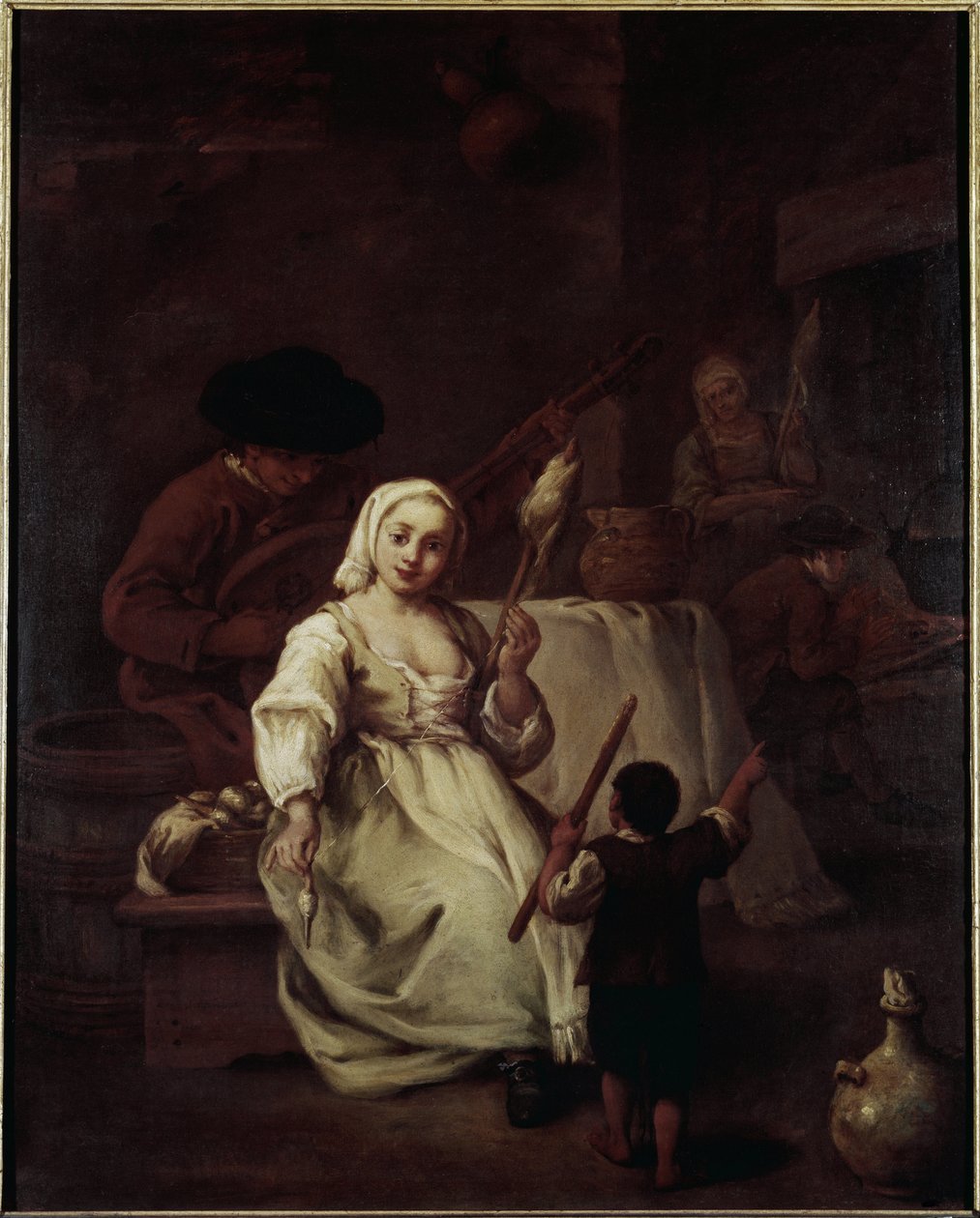 The Spinner - Pietro Longhi 绘画（1702-1785），布面油画，69x49 厘米，约 1750 年。威尼斯，奎里尼·斯坦帕利亚基金会 作者 彼得·隆吉（Pietro Longhi）
