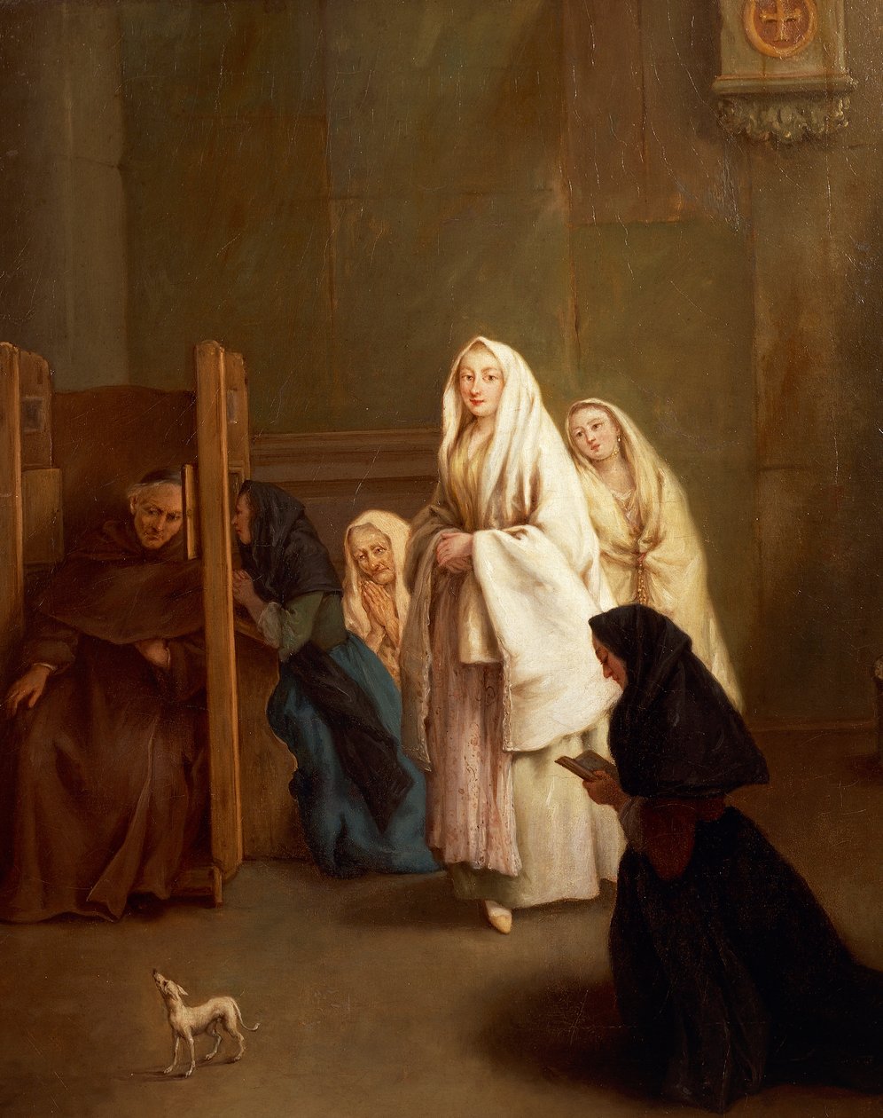七件圣事。忏悔，由Pietro Longhi（1701-1785）创作，布面油画，61x50厘米，1755-57年前。 作者 彼得·隆吉（Pietro Longhi）