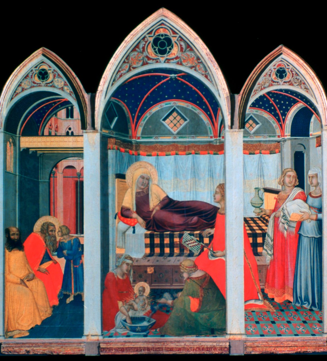 圣母诞生，1342年 作者 彼得罗·洛伦泽蒂（Pietro Lorenzetti）