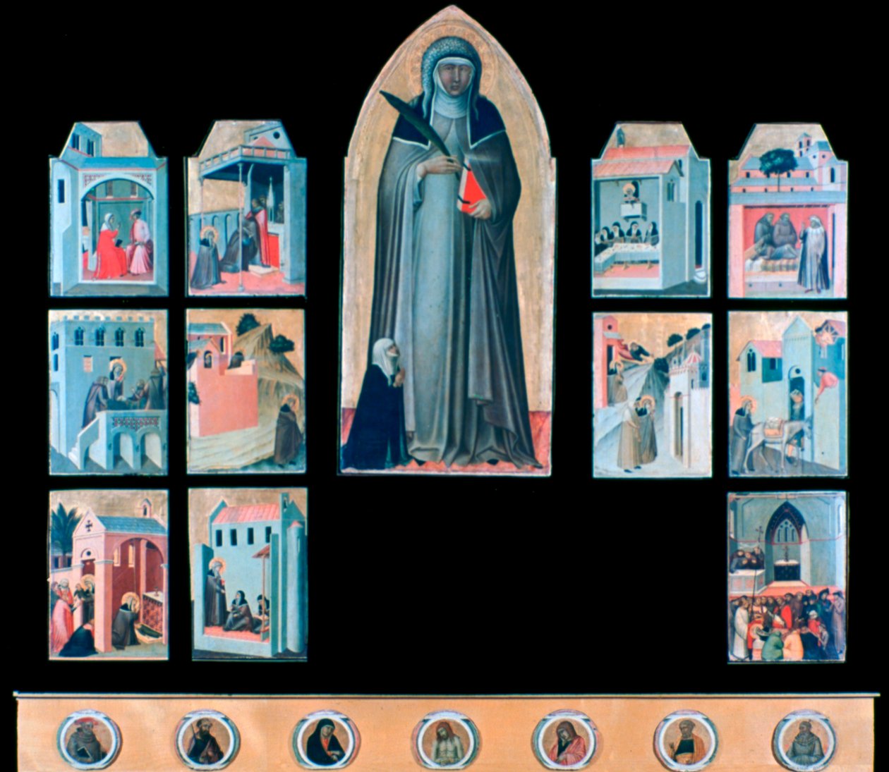 她一生的谦卑与11个故事，c1306-1348 作者 彼得罗·洛伦泽蒂（Pietro Lorenzetti）