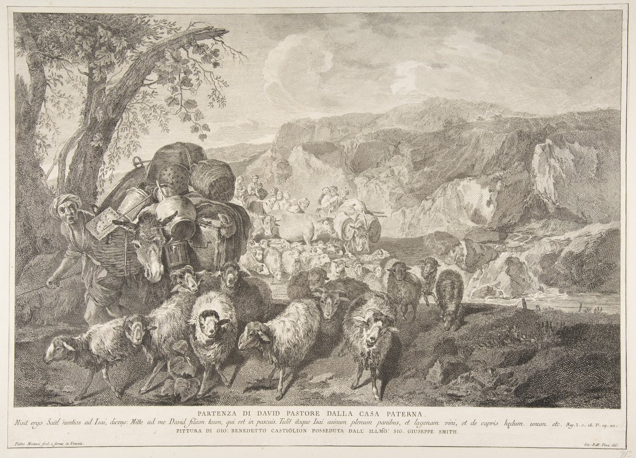 牧羊人大卫离开他父亲的房子 Partenza di David pastore..., 1743-63. 作者 彼得罗摩纳哥