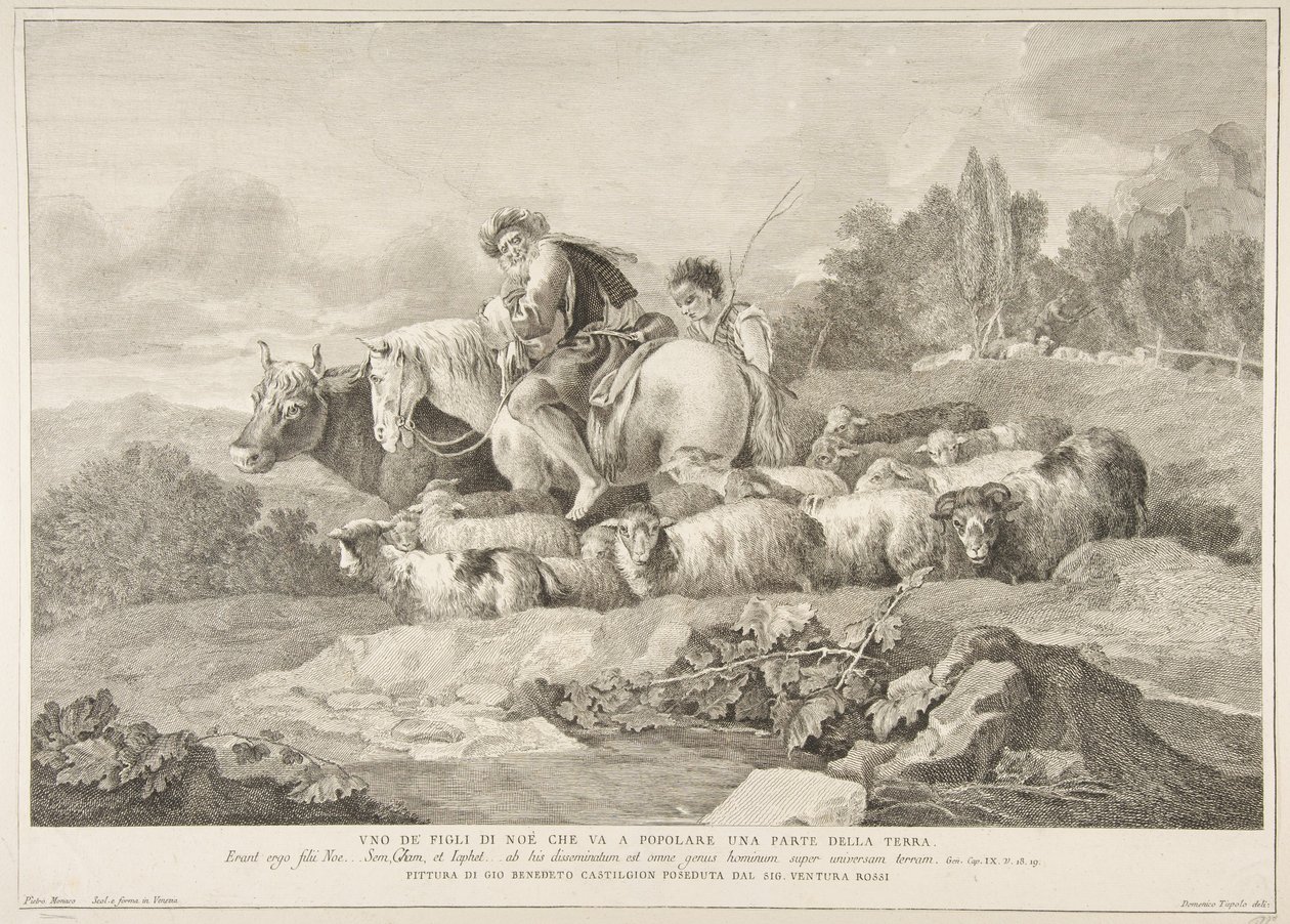 诺亚的儿子之一，他去了地球上的一个地方居住，他是诺亚的儿子之一，1743-63。 作者 彼得罗摩纳哥