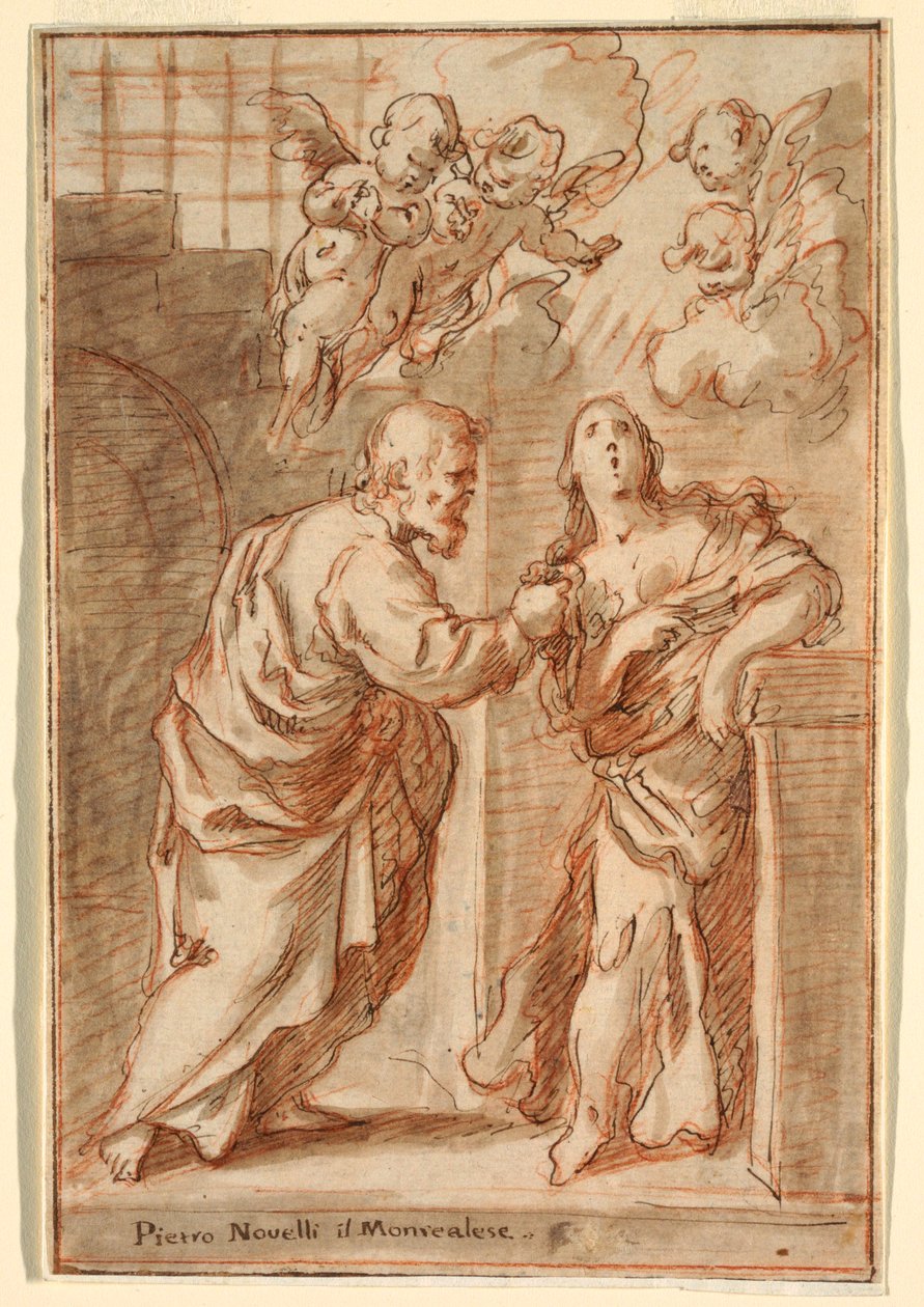 绘画，圣彼得和圣阿加莎，1603-1647 年 作者 彼得罗·诺维利