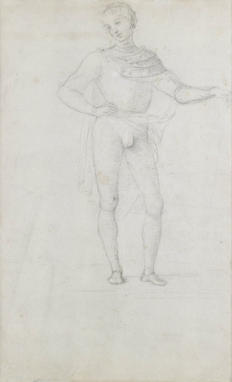 贤士崇拜中的人物研究（黑色粉笔） 作者 彼得罗·佩鲁吉诺（Pietro Perugino）