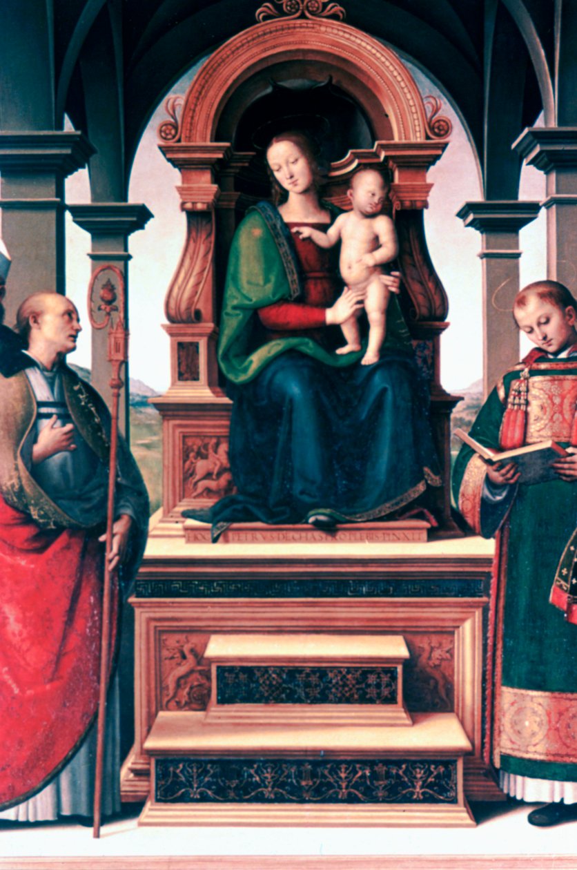 麦当娜和圣徒的孩子，c1470-1523 作者 彼得罗·佩鲁吉诺（Pietro Perugino）