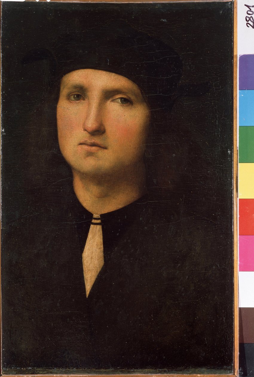 Portrait de jeune homme（年轻人肖像）。Pietro di Cristoforo Vannucci dit Pietro Perugino 的画作（《佩鲁贾》）。 作者 彼得罗·佩鲁吉诺（Pietro Perugino）