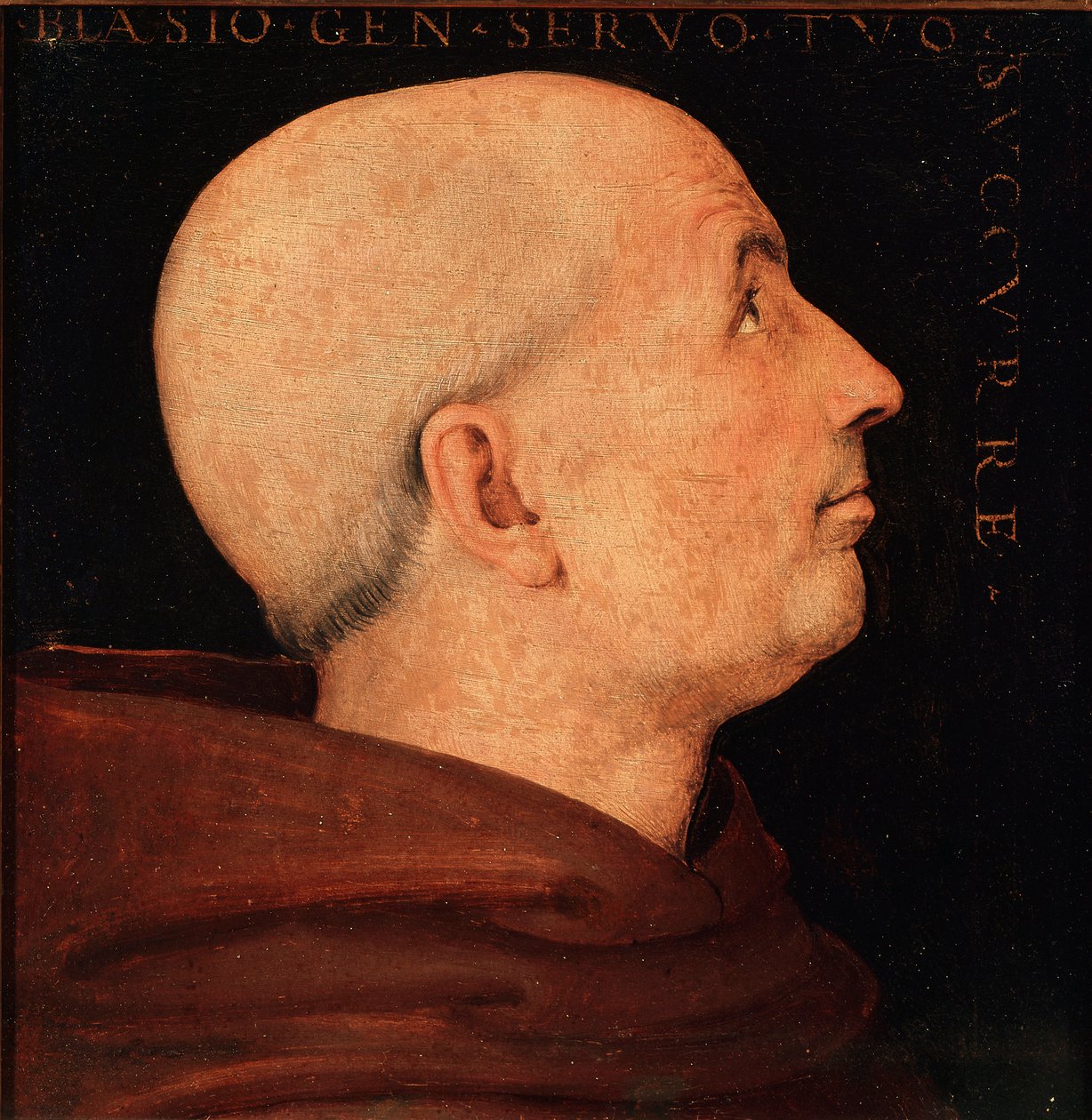 瓦隆布罗萨修道院勋章的将军唐·比亚吉奥·米拉内西 (Don Biagio Milanesi) 的肖像 瓦隆布鲁斯 (Vallombreuse) 修道院一名修士的画像。 Pietro Vannucci 的绘画 dit il Perugino（佩鲁金 作者 彼得罗·佩鲁吉诺（Pietro Perugino）