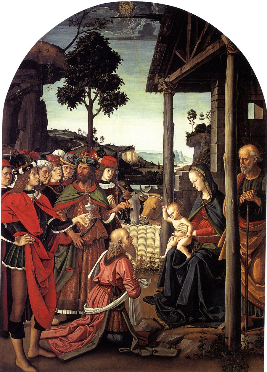 贤士的崇拜，ca。 1470-1480 作者 彼得罗·佩鲁吉诺（Pietro Perugino）