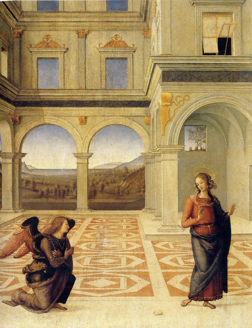 天使报喜，大约1498年 作者 彼得罗·佩鲁吉诺（Pietro Perugino）