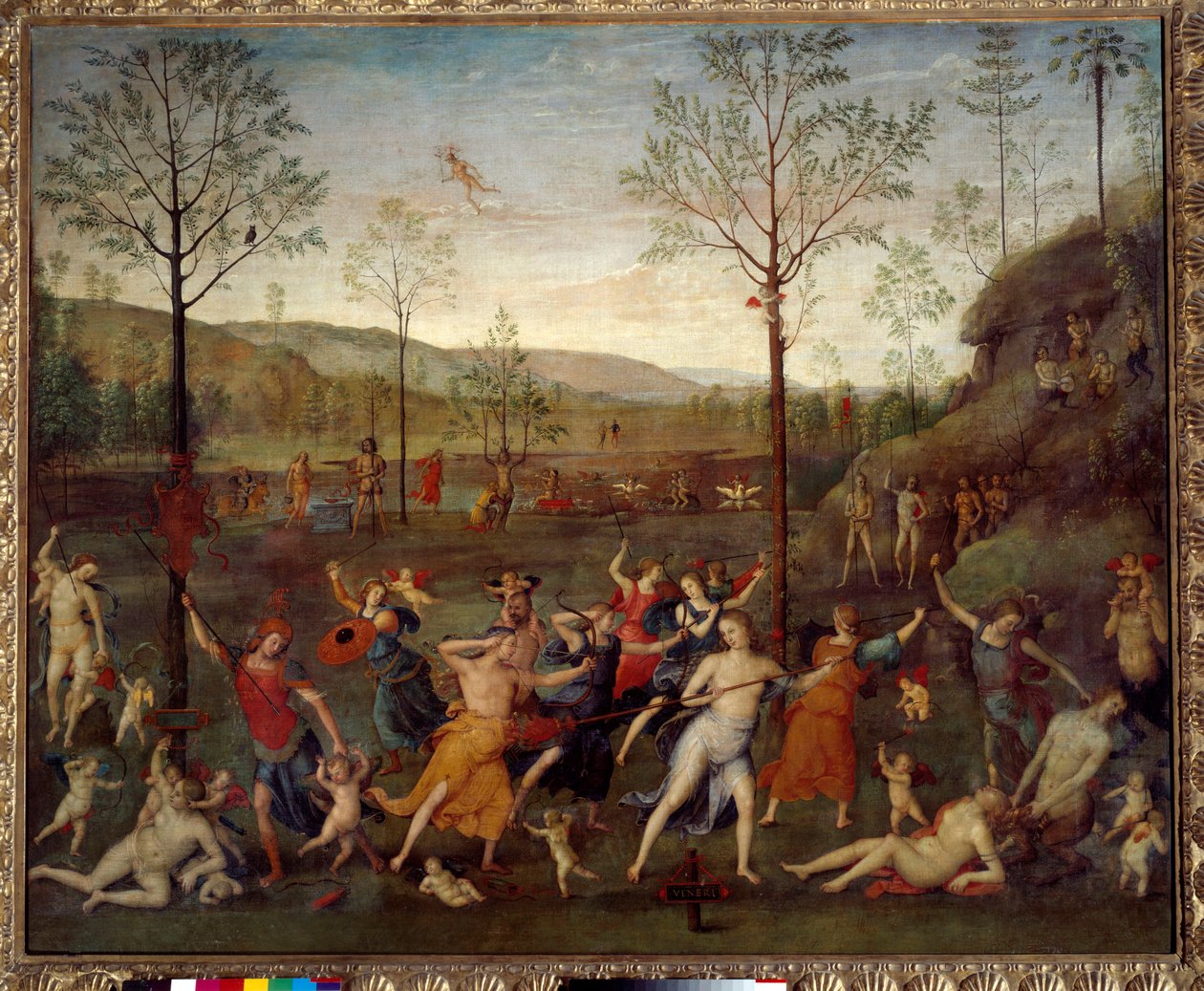 Pietro Vannucci dit Il Perugino（佩鲁金）（1450-1523）的爱与贞洁之战绘画 作者 彼得罗·佩鲁吉诺（Pietro Perugino）