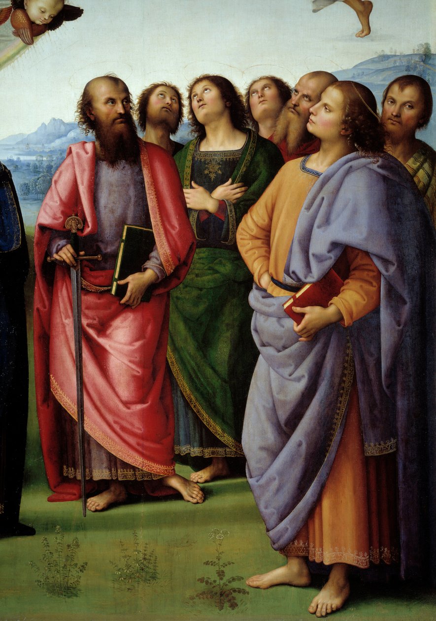 基督细节的升天，代表了启蒙者。 Pietro Vannucci 的绘画 dit il Perugino (Le Perugin 作者 彼得罗·佩鲁吉诺（Pietro Perugino）