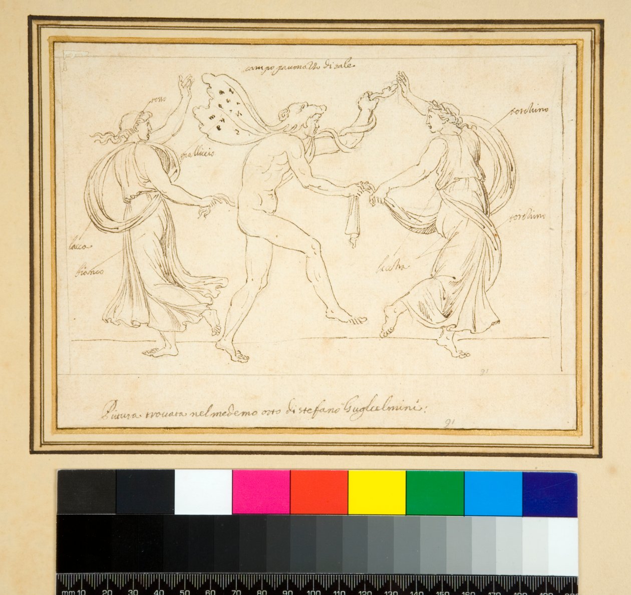 A satyr and two women dancing (pencil) 作者 彼得罗·桑蒂·巴托利（Pietro Santi Bartoli）