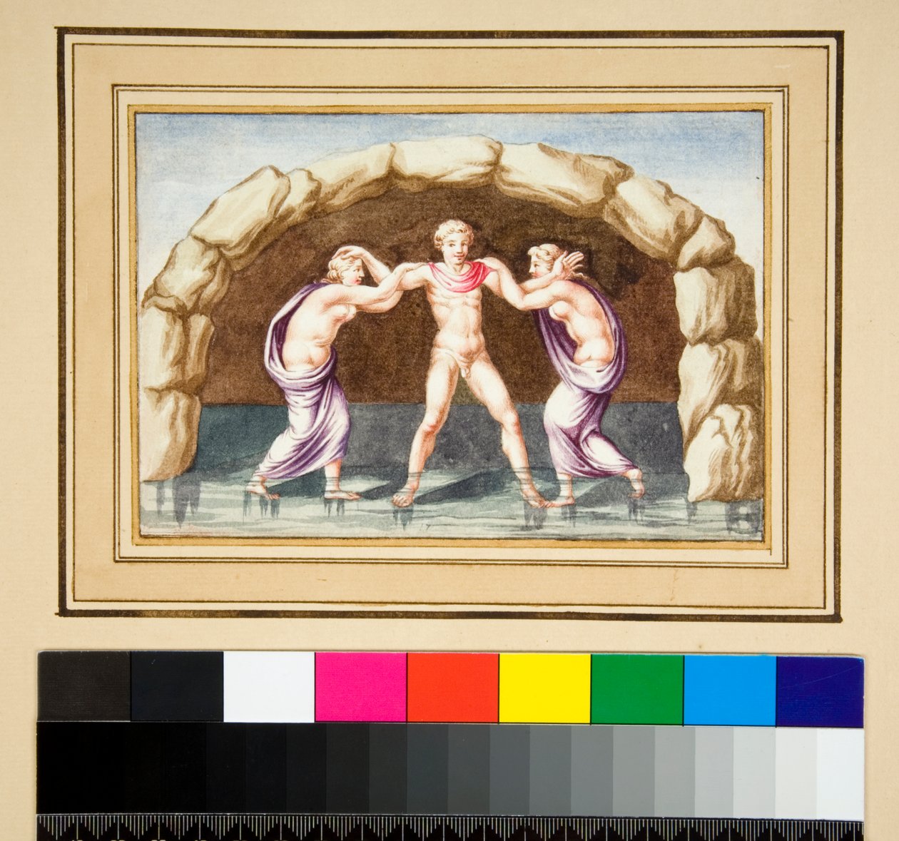Hylas and the nymphs (black chalk, some with pen and brown ink. coloured with watercolor) 作者 彼得罗·桑蒂·巴托利（Pietro Santi Bartoli）