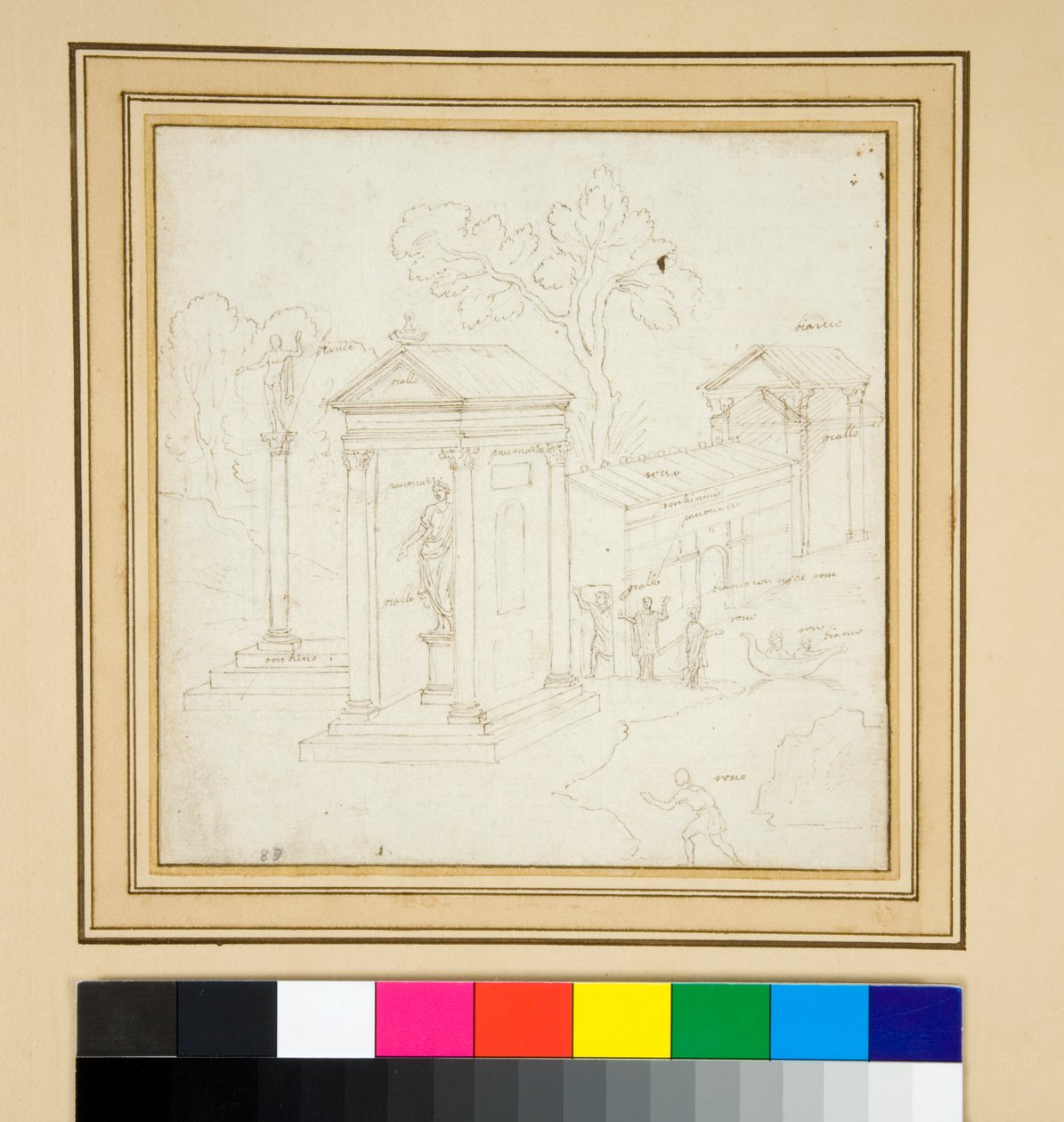 Landscape painting with architecture (pen and ink) 作者 彼得罗·桑蒂·巴托利（Pietro Santi Bartoli）