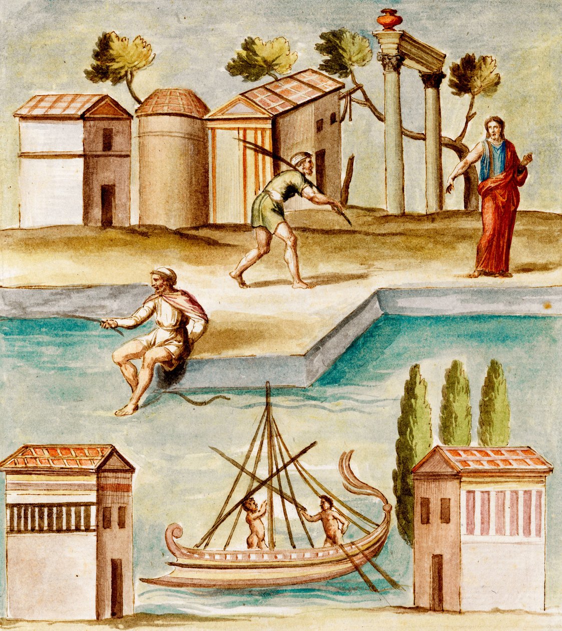 MS Gen 1496 Harbour Scene，1674 作者 彼得罗·桑蒂·巴托利（Pietro Santi Bartoli）