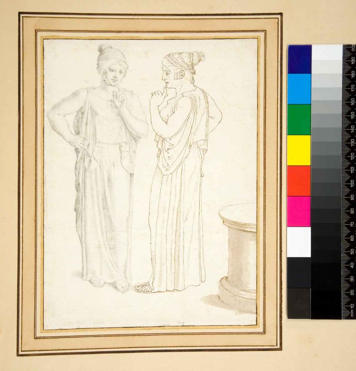 Two views of a bronze statuette (pen and pencil) 作者 彼得罗·桑蒂·巴托利（Pietro Santi Bartoli）