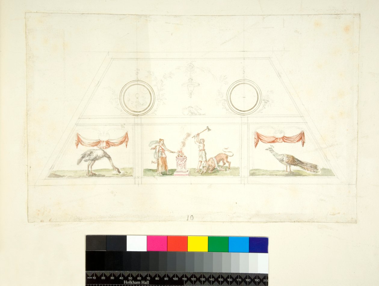 Vaulting of the Villa Madama (black chalk, some with pen and brown ink. coloured with watercolor) 作者 彼得罗·桑蒂·巴托利（Pietro Santi Bartoli）
