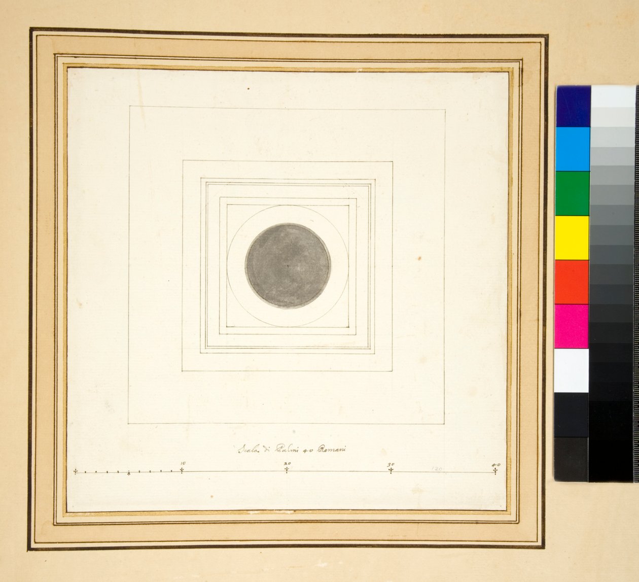 plan of the column of Antoninus Pius (pen and wash) 作者 彼得罗·桑蒂·巴托利（Pietro Santi Bartoli）