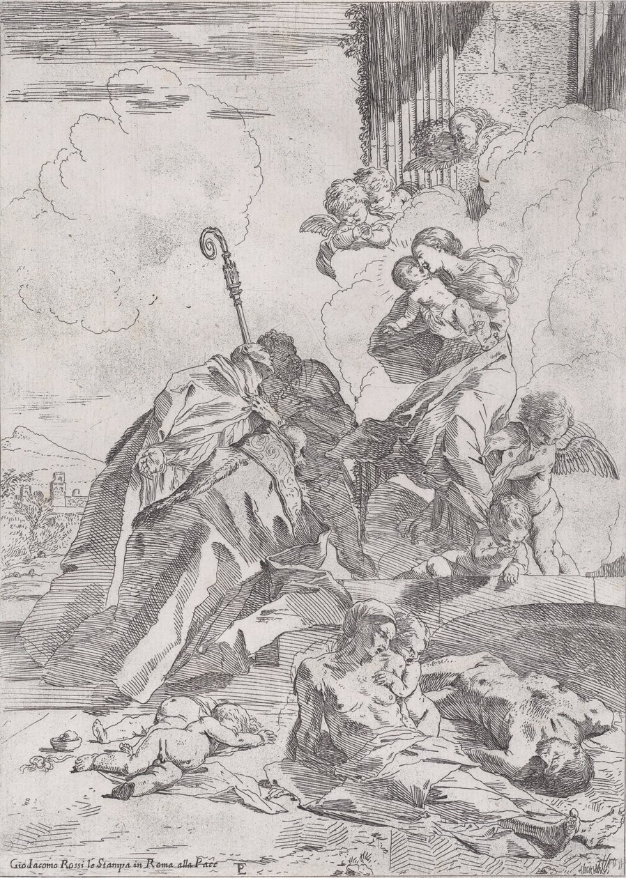 三位Lucchese圣徒Sts Nicholas Tolentino, Nicholas of Bari为......代祷，约1630-31。 作者 彼得·泰斯塔