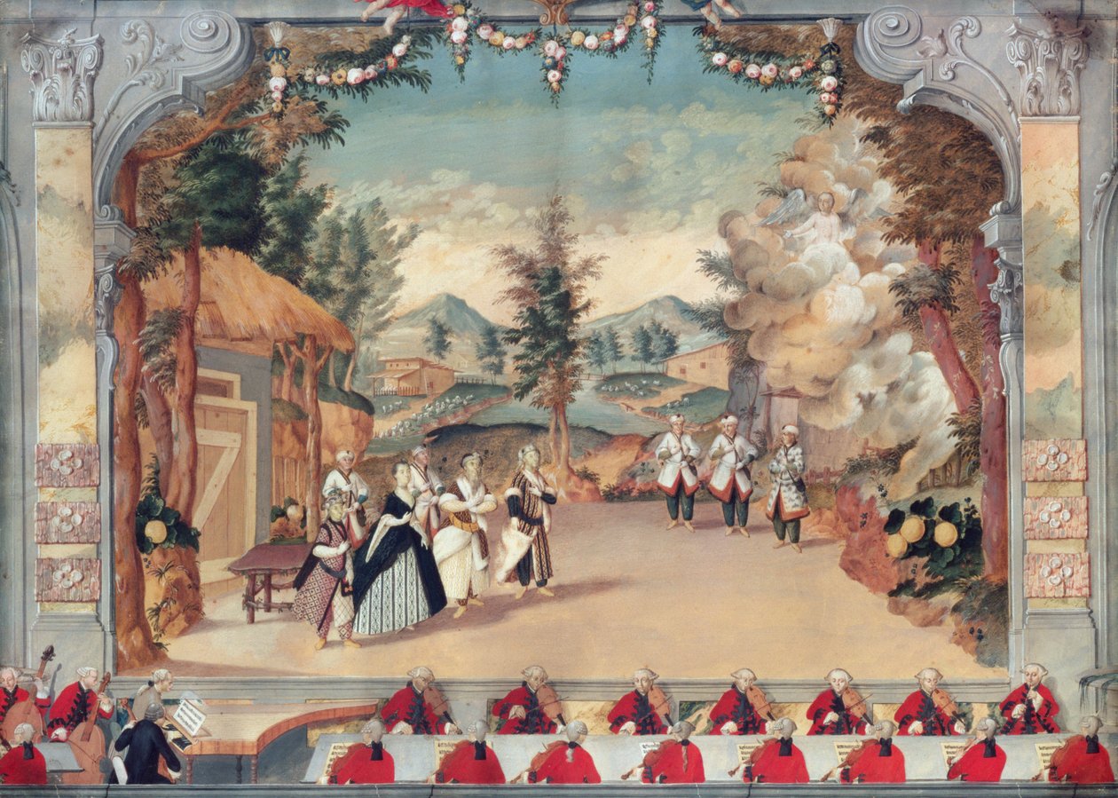 约瑟夫·海顿（1732-1809）于1775年8月29日在埃斯特哈齐剧院首次演出他的歌剧“L&39;Incontro Improvviso” 作者 彼得罗·特拉瓦利亚