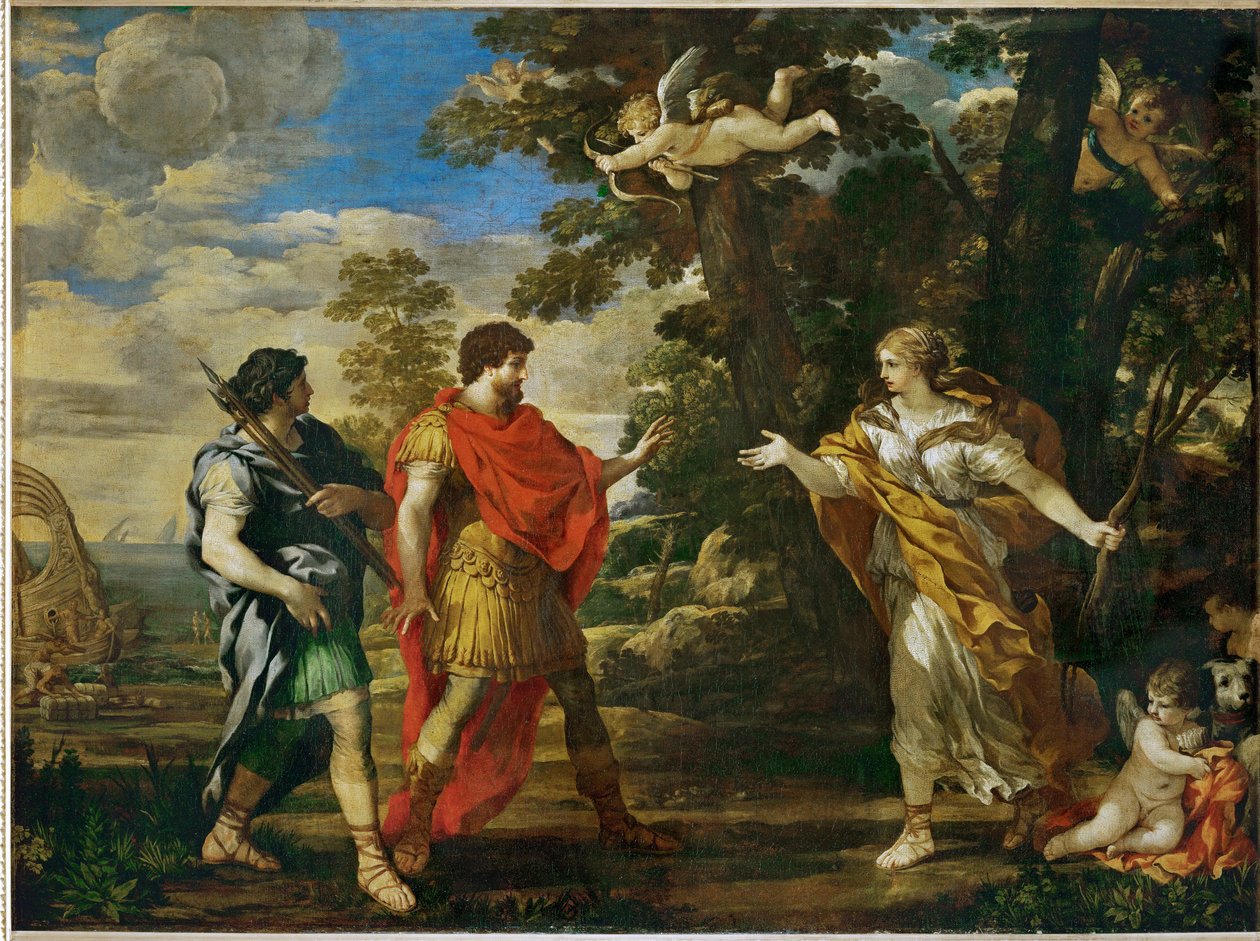 Venus en chasseresse apparait a Enee - 维纳斯狩猎时出现在埃涅阿斯面前... 作者 彼得罗·达 (1596 1669) 科尔托纳