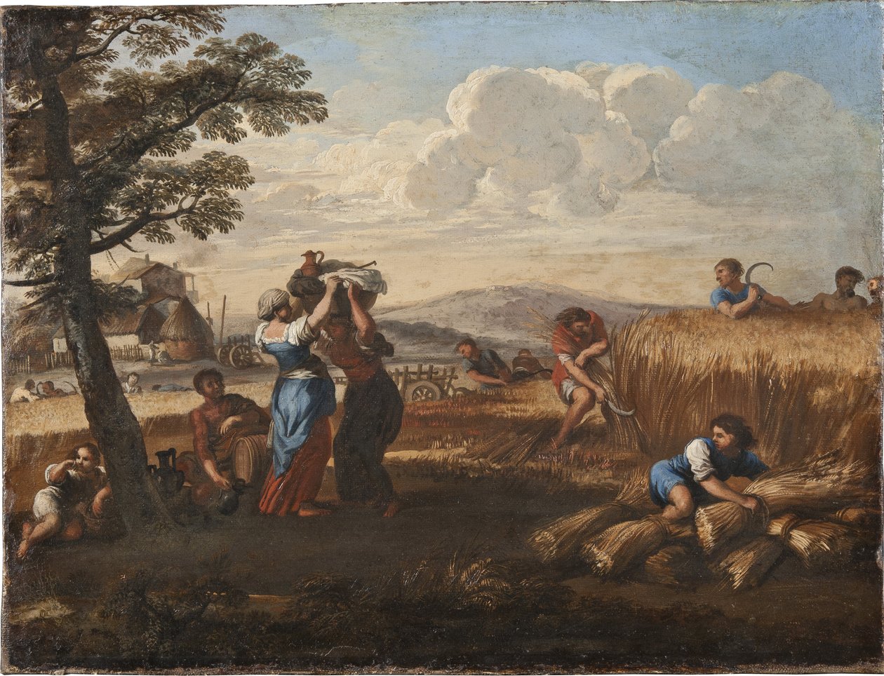 Landscape with Harvest Scene - Landscape with Harvesting，Cortona, Pietro da (1596-1669) (Pierre de Cortona)。 布面油画。 尺寸：50x65 厘米。 斯德哥尔摩国家博物馆 作者 Pietro da Cortona
