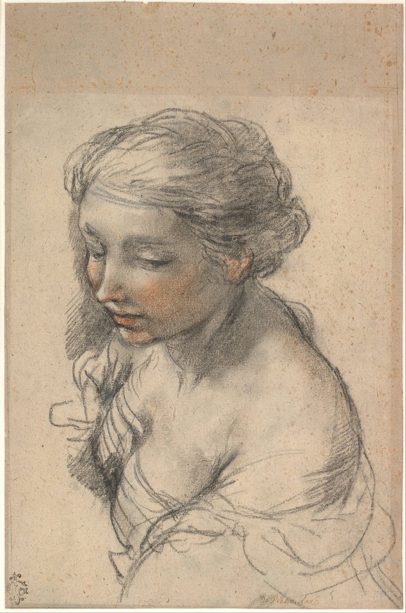 1637年，一位年轻女子的半身向左转 作者 Pietro da Cortona