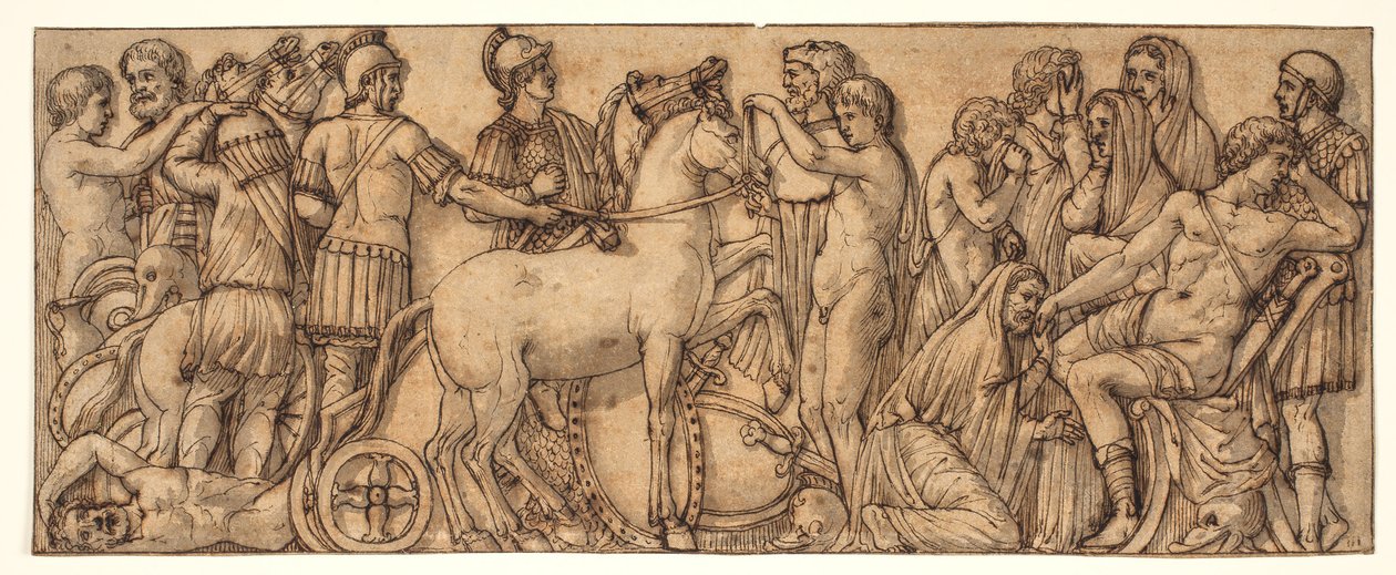 罗马石棺的楣板（？） 作者 Pietro da Cortona