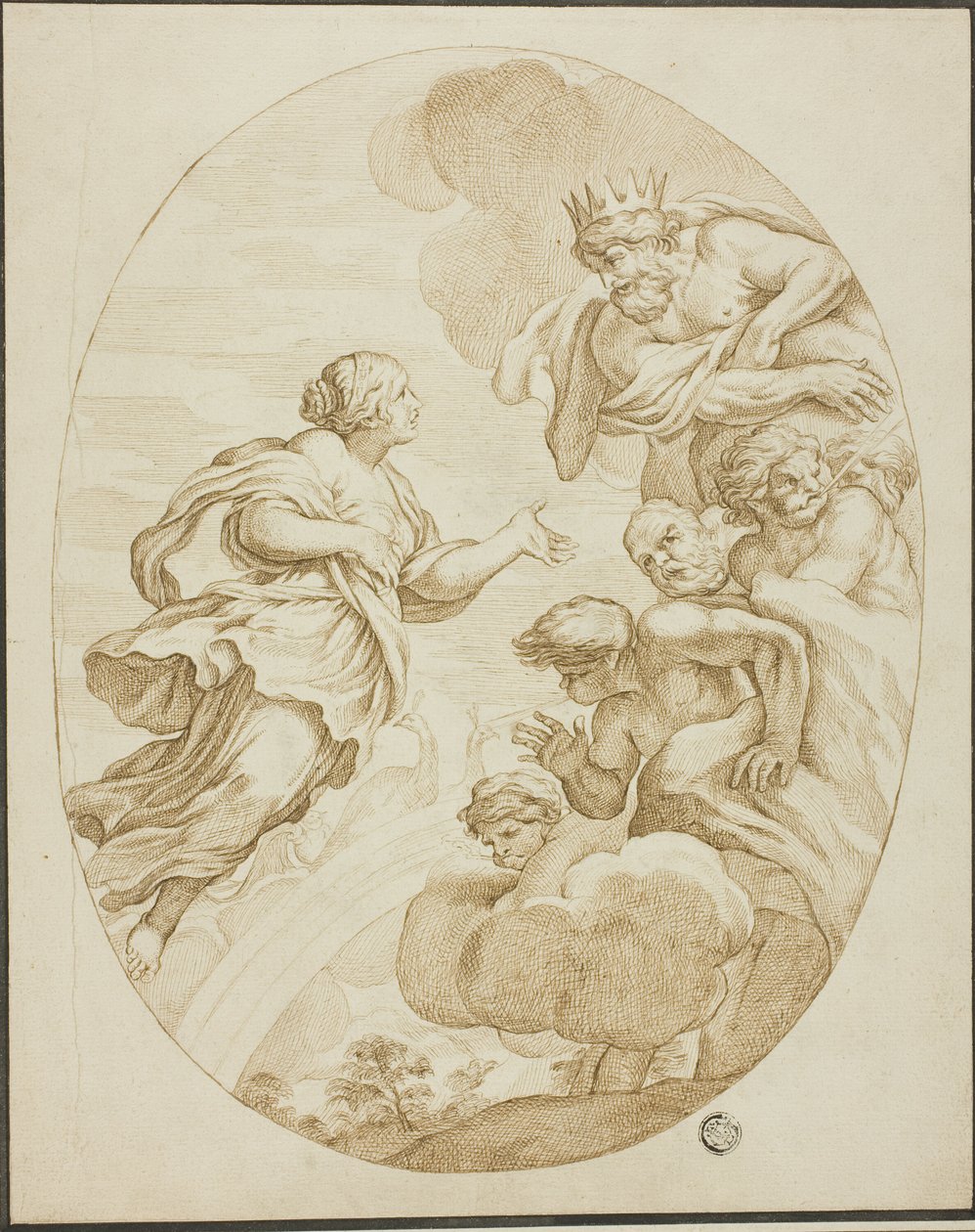 朱诺、宙斯和埃俄洛斯 作者 Pietro da Cortona