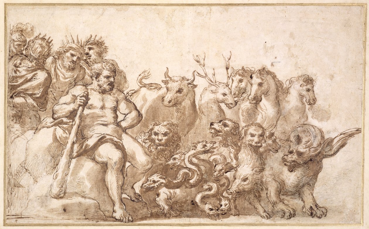 PD.10-1922赫拉克勒斯劳动力的寓言（钢笔和水墨） 作者 Pietro da Cortona