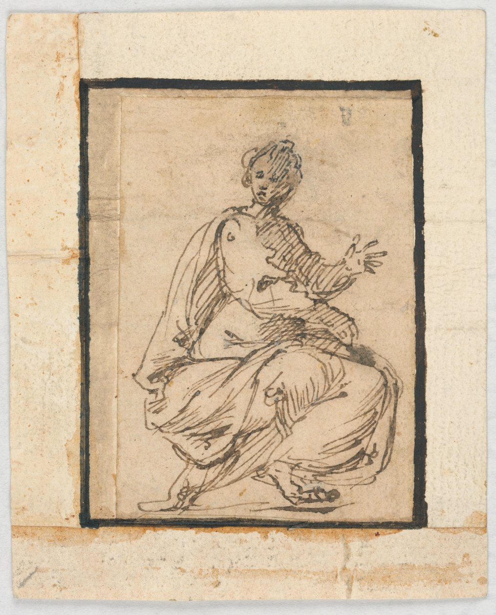 素描簿页面：寓言人物 作者 Pietro da Cortona