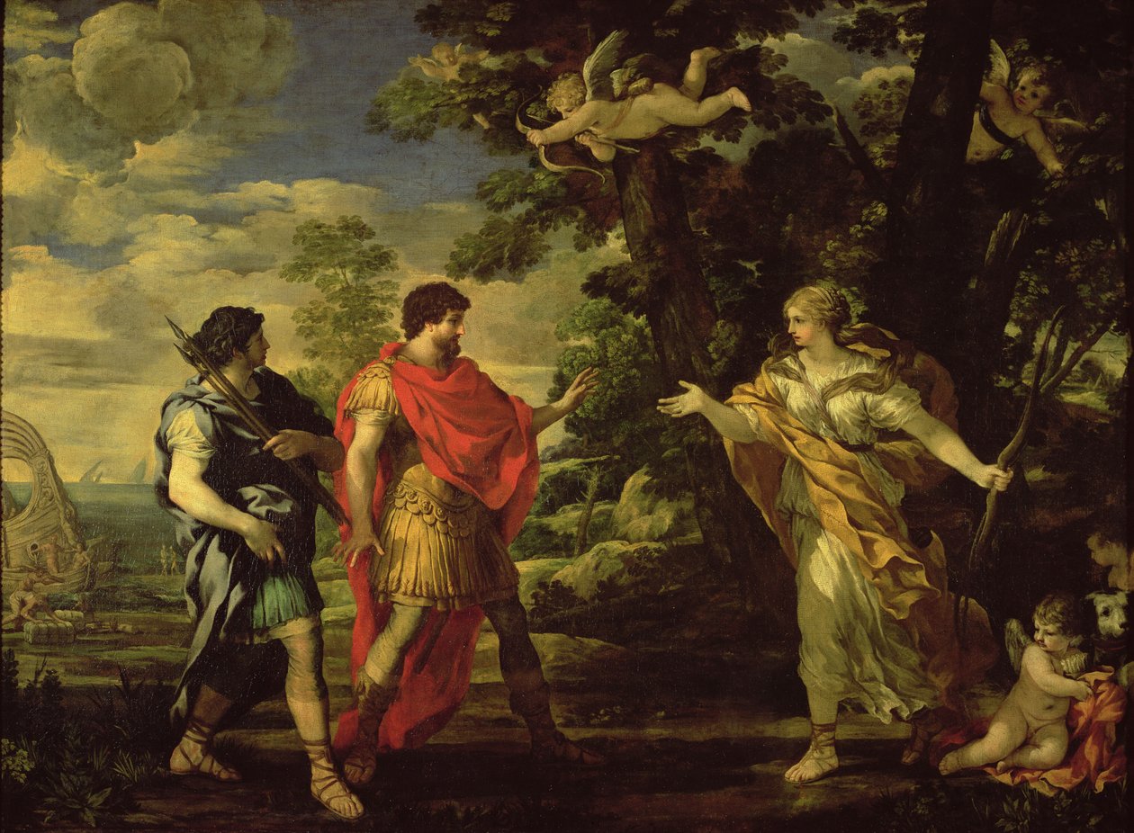金星作为女猎手出现在埃涅阿斯，c.1635 作者 Pietro da Cortona