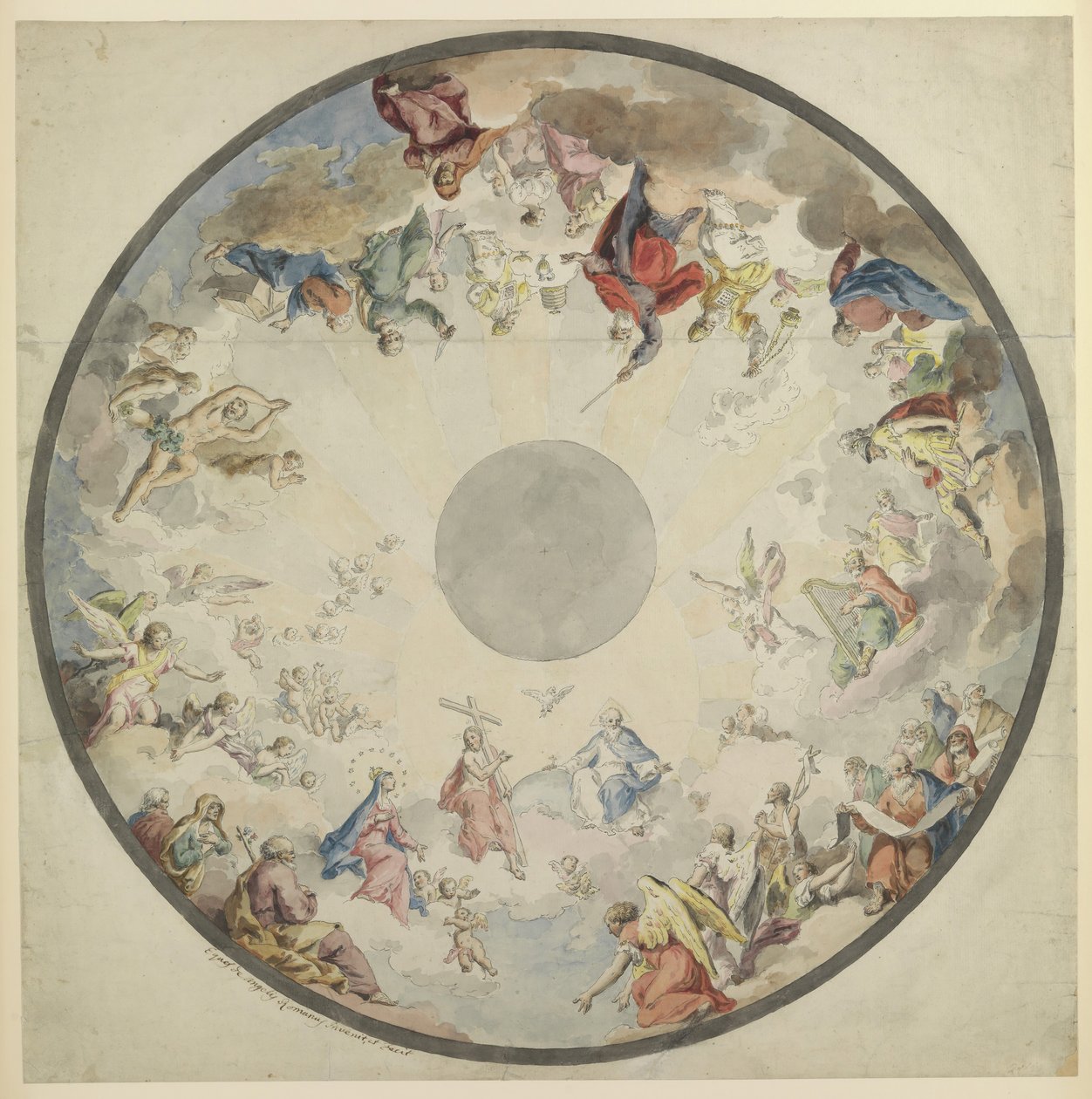 带有旧约和新约人物的冲天炉设计，1720-1804。 作者 彼得罗·德·安吉利斯
