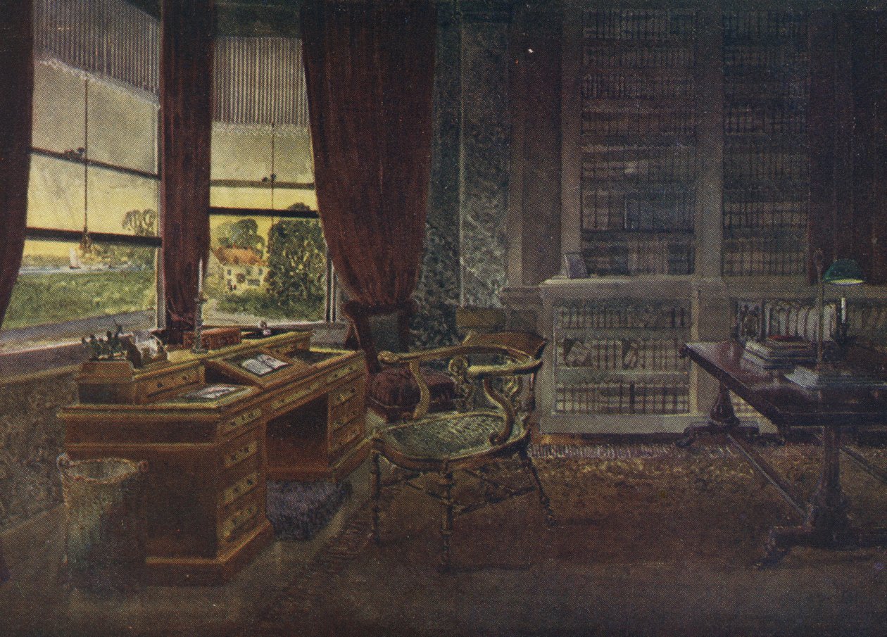 在狄更斯兰德 - 查尔斯狄更斯的研究中，Gadshill，c.1904 作者 皮尔福德·弗莱彻·沃森