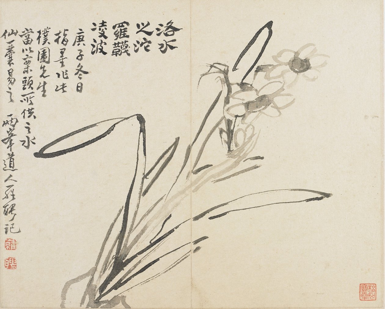 山水花鸟：水仙，清代 作者 罗平