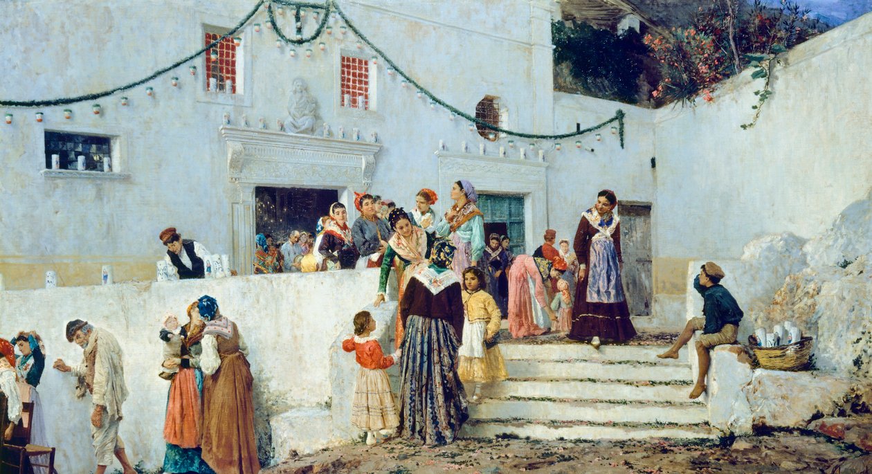 庆祝日，Pio Joris (1843-1921) 作，布面油画，93x160 厘米 作者 皮奥·乔里斯（Pio Joris）