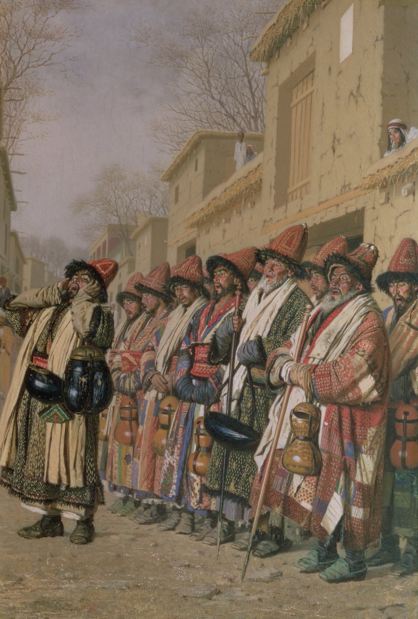 1877年，塔什干的德鲁维什合唱团乞求施舍 作者 彼得·彼得罗维奇（Piotr Petrovitch）Weretshchagin