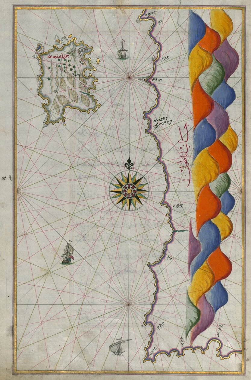 Bozjah（Tenedos）岛的地图离安纳托利亚海岸 作者 皮里雷斯